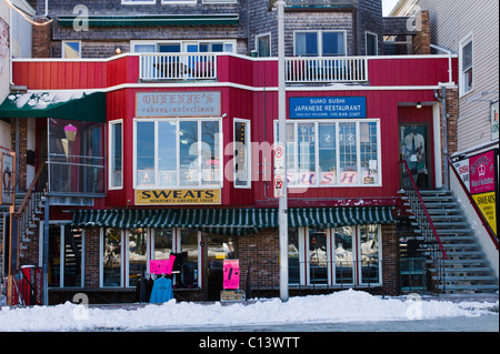 Sushi restaurant and confectionary shop on Thames Street Newport Rhode Island USA Stock Photo