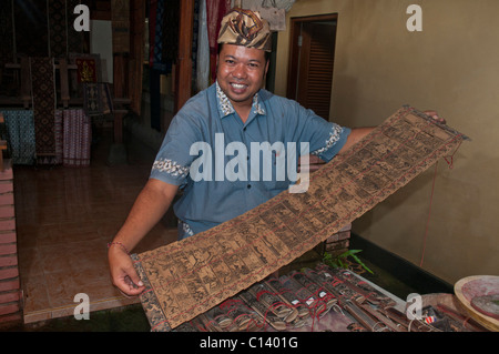 Lontar bamboo leaf books in the antique style at the Aga village of Tenganan in eastern Bali Stock Photo