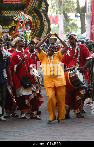 A Kavadi procession during the Hindu festival of Thaipusam on January 20, 2011 in Batu Caves, Malaysia. Stock Photo