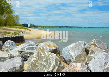 Gillson Park and Lake Michigan in Wilmette, a north suburb of Chicago, Illinois, USA.