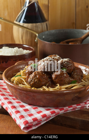 Spaghetti and meatballs Stock Photo