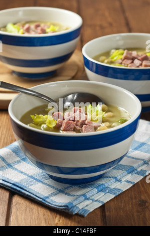 Pea and ham soup. Stock Photo