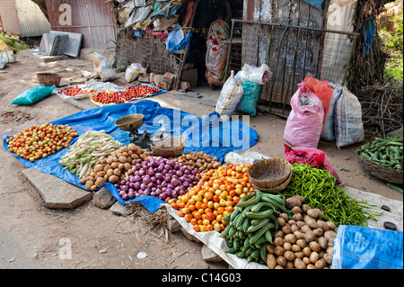 Indian street vegetable market in Yenumulapalli, Andhra Pradesh, India Stock Photo
