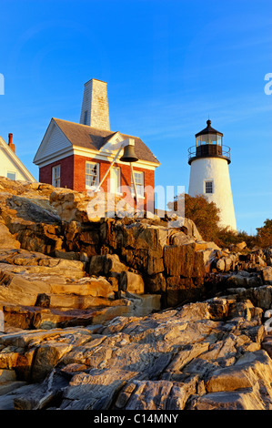 Pemaquid Point Light Station, Muscongus Bay, Bristol, Maine, USA. 1827 Stock Photo