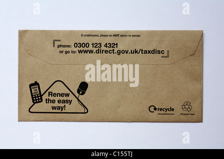 Car tax renewal reminder letter isolated on white background Stock Photo