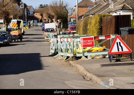 Footpath closed during gas main repairs in Hinckley Leicestershire Stock Photo