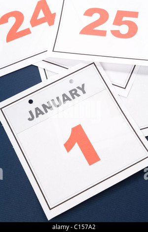 New Year, calendar date January 1 for background Stock Photo