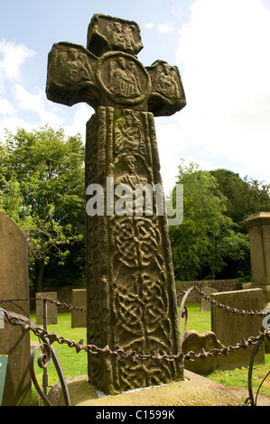 Celtic Cross in village of Eyam, Derbyshire UK Stock Photo