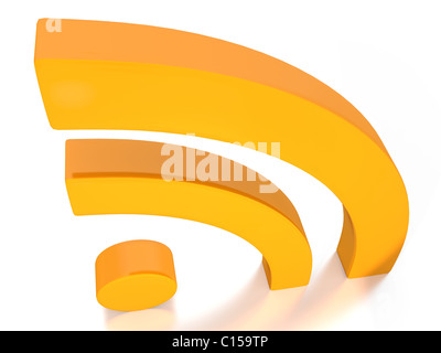 rss news feed symbol in 3D on white background Stock Photo