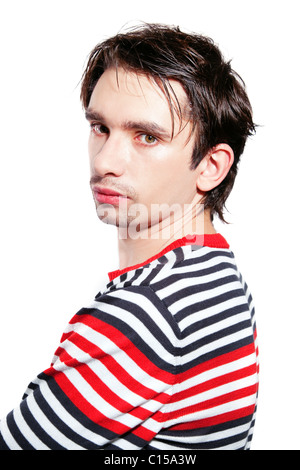 Handsome young caucasian man isolated on white background Stock Photo