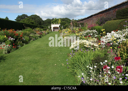 Arley Hall & Gardens, England. Summer view of Arley Hall’s herbaceous border. Stock Photo