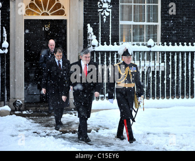 British PM Gordon Brown meets Chinese PM Wen Jiabao at 10 Downing Street London, England - 02.02.09 : Stock Photo