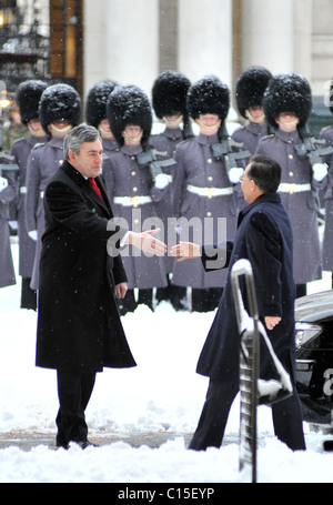 British PM Gordon Brown meets Chinese PM Wen Jiabao at 10 Downing Street London, England - 02.02.09 : Stock Photo