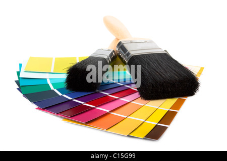 paintbrush and swatches isolated on a white background Stock Photo