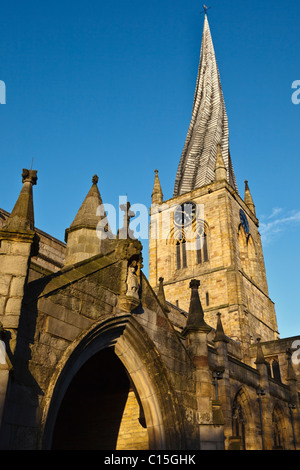 The crooked spire, Chesterfield Parish Church of Saint Mary and All Saints, Derbyshire, England Stock Photo