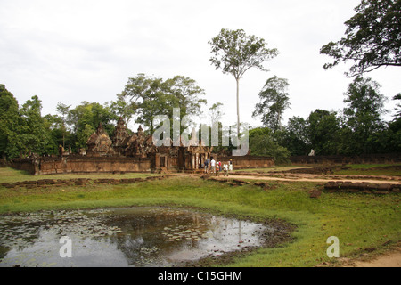 Banteay Srei, the citadel of women, a spectacular temple in the Angkor Archaeological Park, Siem Reap, Cambodia. Stock Photo