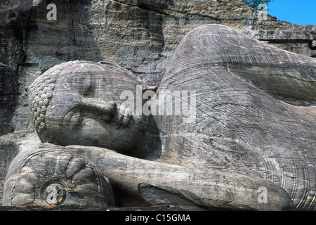 Lying Buddha statue, Gal Vihara, Polonnaruwa, Sri Lanka, South Asia Stock Photo