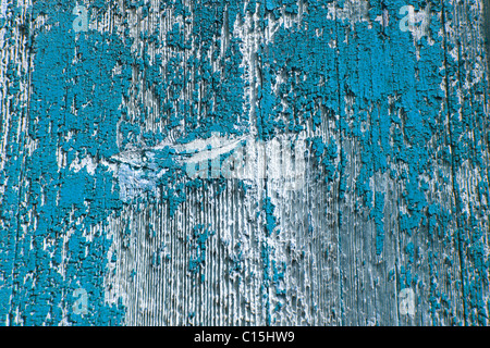 blue peeling paint close up background Stock Photo
