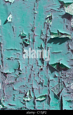 blue peeling paint close up background Stock Photo