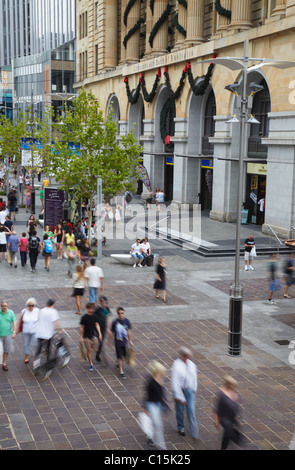 People walking along Murray Street mall, Perth, Western Australia, Australia Stock Photo