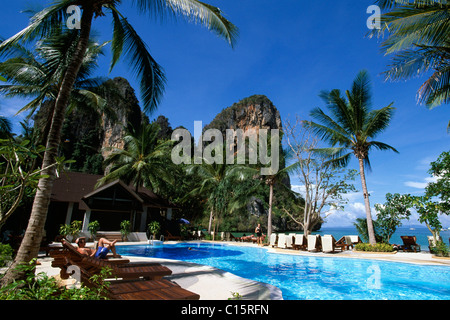 Hotel pool, Phra Nang Beach, Krabi, Thailand, Asia Stock Photo