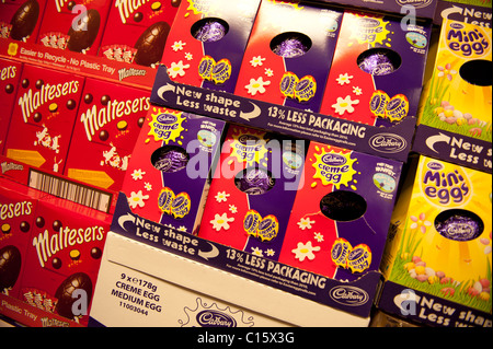 chocolate easter eggs on sale in shop, UK Stock Photo