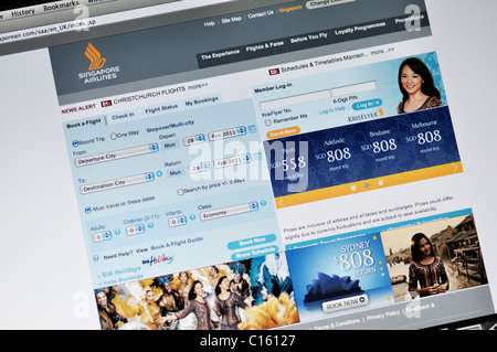 Singapore Airlines website Stock Photo