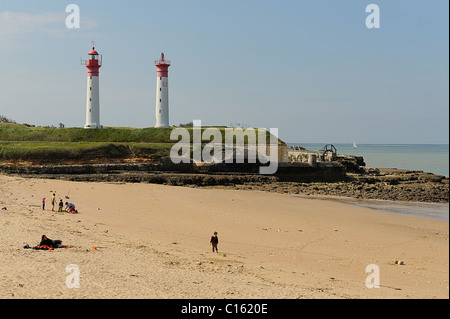 Lighthouses of Ile d'Aix island, Charente Maritime department, France Stock Photo