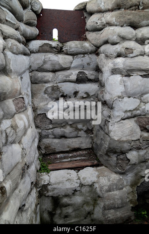 Asniper position with a raised step in Yorkshire trench system, near Ieper (Ypres), Flanders, Belgium. Stock Photo