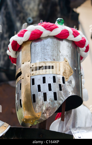 Medieval crusader knight helmet Stock Photo