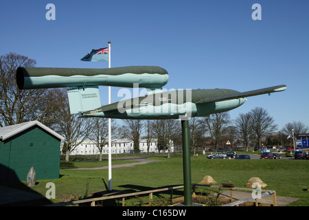 A V1 flying bomb on display at Manston Kent international airport Stock Photo