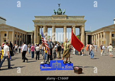 Tourists in front of the Brandenburg Gate, Berlin, Germany, Europe Stock Photo