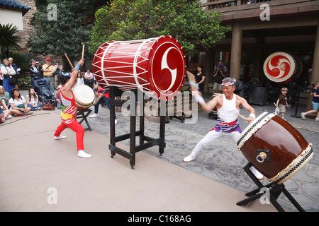 Japanese Taiko Drummers perform at the Epcot centre, Walt Disney World Resort, Orlando, Florida Stock Photo