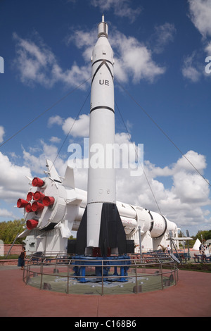 Rocket garden at the NASA Visitor complex, John F Kennedy Space Center, Cape Canaveral, Florida Stock Photo