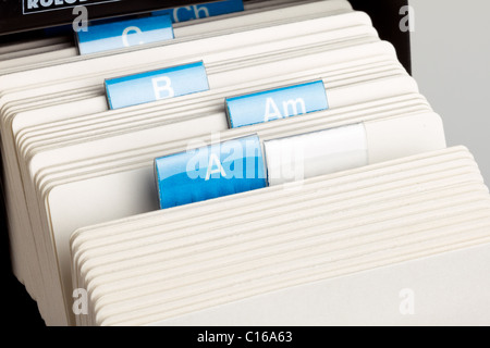 A to Z vintage Rotary Card File close up. Stock Photo