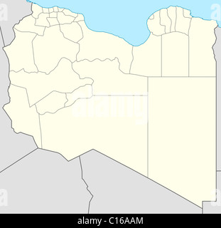 Illustration of Libya map showing the state borders. Stock Photo