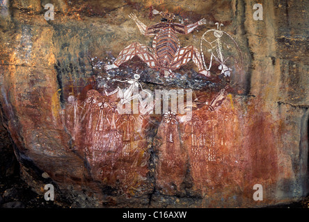 Group of ghosts, rock painting of the the Aborigenis on the Nourlangie Rock, Kakadu National Park, Northern Territory, Australia Stock Photo