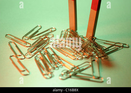 Magnet with paper clips Stock Photo