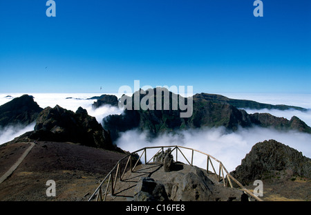 View of Mount Pico do Arieiro from Mount Miradouro do Juncal, Madeira, Portugal, Europe