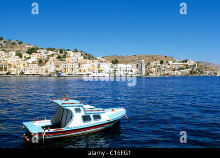 Fishing boat at Symi Island near Rhodes, Dodecanese, Greece, Europe Stock Photo