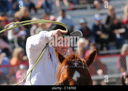 Youths compete in the Fiesta de Los Vaqueros, an annual rodeo in Tucson, Arizona, USA. Stock Photo