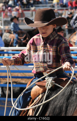 Youths compete in the Fiesta de Los Vaqueros, an annual rodeo in Tucson, Arizona, USA. Stock Photo