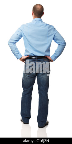 standing man back view isolated on white Stock Photo