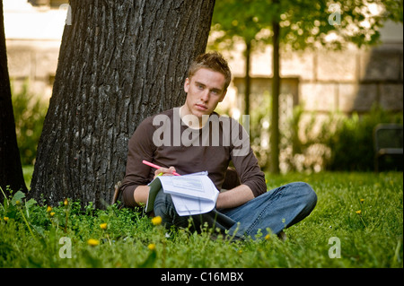 Student studying at Viadrina European University, Frankfurt/Oder, Brandenburg, Germany, Europe Stock Photo