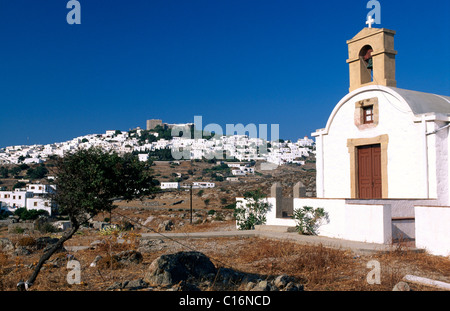 Chora, Patmos Island, Dodecanese, Greece, Europe Stock Photo