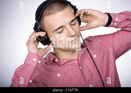 man with headphones Stock Photo