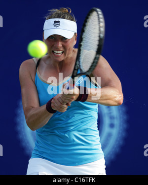 Tennis player  Vera Zvonareva of Russia in action Stock Photo