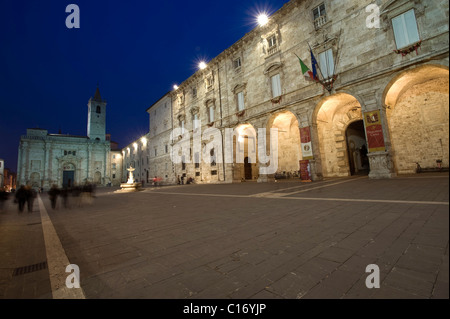 Duomo and town hall, Ascoli Piceno, Marche, Italy, Europe Stock Photo