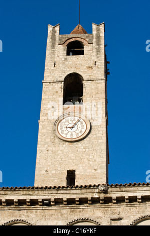 Tower of Palazzo dei Capitani, Piazza Popolo, Ascoli Piceno, Marche, Italy, Europe Stock Photo