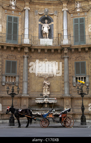 Italy. Buildings in the Piazza Quatro Canti in old Palermo, Sicily Stock Photo